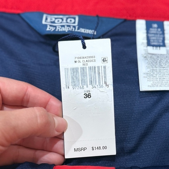 New Polo Ralph Lauren Swimshorts Red 5.5” Sz 36 Lined Trunks Resortwear Preppy - Picture 7 of 16